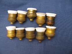 Antik lámpa foglalatok réz porcelán 10 db