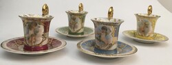 Cseh Altwien angyalkás porcelán mokkás csésze+alj hibátlan állapotban 4db