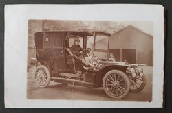 Fiat Brevetti Cabriolet -Royal Gardener Ferenc Chief Engineer Sitting Inside 1908 Photo Postcard
