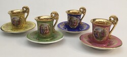 Cseh Altwien Angelika Kaufmann aranyozott belsejű porcelán mokkás csésze+alj hibátlan állapotban 3db