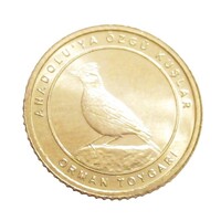 Törökország,1 kurus 2021 - Antólia madarai - Erdei pacsirta aUNC+ bronz