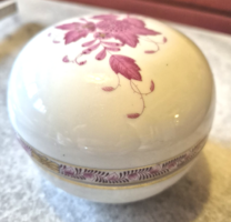 Herendy nagy porcelán bonbonier Apponyi purpur mintával díszítve.