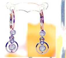 Antique 0.32 Carat diamond gold earrings platinum setting. With certificate