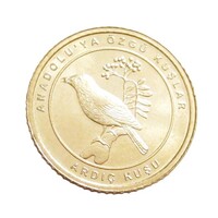 Törökország,1 kurus 2021 - Antólia madarai - Énekes rigó aUNC+ bronz
