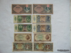 10 darab pengő bankjegy LOT ! Tartásfok F - VF 01