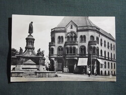 Képeslap,Pécs,Zsolnay szobor,Mattyasovszky palota látkép,részlet,Havas testvérek kiadás, 1930-