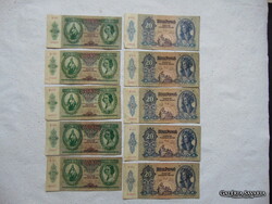 5 darab 10 pengő 1936 - 5 darab 20 pengő 1941 LOT !