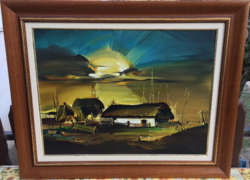 Fassel L'ousa Ferenc Oil Painting 65x49 cm + Double Frame