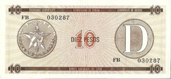 10 peso pesos 1985 Turista pénz csekk külföldieknek "D" Kuba
