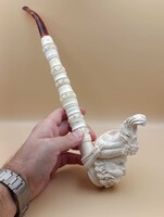 70-es évek 34cm hosszú Meerschaum habkő tajték pipa Szultán Maharadzsa fej Nem volt begyújtva