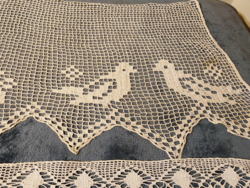 Horgolt csipke terítő,vitrázs függöny ,3 db.