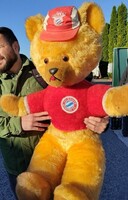 Über Ritka 1M magas 1981 F.C. BAYERN MUNCHEN MUNICH E.V. MASCOT BEAR MEMORABILIA mackó kabala STEIFF