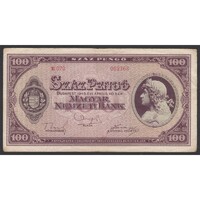 Magyarország,100 pengő 1945 - LEMEZHIBA NÉLKÜL F