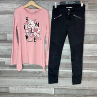 H&M, BwKids lányka rózsaszín-fekete átmeneti outfit 134-140