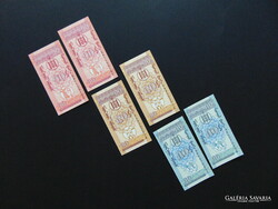 Mongólia 3 x 2 darab menge hajtatlan sorszámkövető bankjegyek !