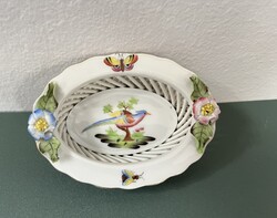 Herendi áttört, jelzett, Rotschild mintás porcelán tálka