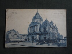 Képeslap,Pécs,Király utca,Nemzeti színház,kávéház látkép,Szent István kereskedés kiadás,1910-