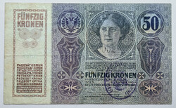 50 Korona 1914, felülbélyegzés - Temes, F+.