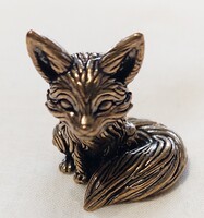 Miniatűr réz aranyos róka figura