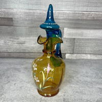 Borostyánszínű kézzel festett üveg kancsó/karaffa