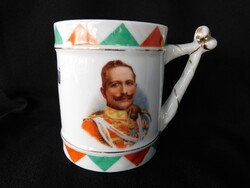 Első világháborús propaganda bögre Vilmos császár portréjával - militária