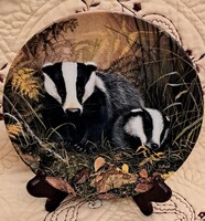 Borz mintás porcelán fali tányér, vadász dísztányér (M6050)