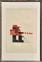 Péter Székely (1923-2001) Lithograph of Kőcirkusz, with Original Guarantee!