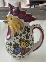 Vintage Italian deruta rooster jug, 20 cm high