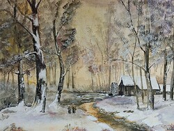 Dénes Tunyogi: Winter landscape painting