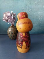 Japán kokeshi baba, eredeti jelzett, Hiroe Fukushima