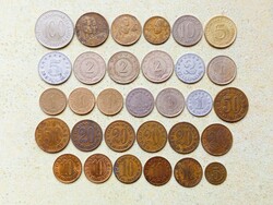 Jugoszlávia 31 db Különböző Érme 5,10,20,50 Para 1,2,5,10,20,50,100 Dínár 1953-1987