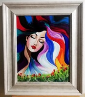 Czinóber - A tavasz lehelete ( Keretezett mérete 35 x 41, akril )