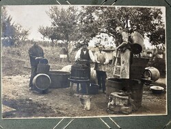 Kétoldalas ritka fotólap – szüreti jelenet, kb. 1920–30