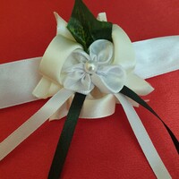 ESKÜVŐ CSD02 -  Borostyán leveles ekrü színű szatén csuklódísz