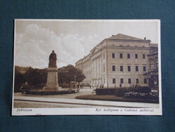 Képeslap,Debrecen,Ref. kollégium,Csokonai szobor látkép,részlet,Barasits Bp. kiadás,1931-