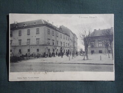 Képeslap,Pécs,Városi közkórház,Kórház tér látkép,részlet,Fischer Ferenc kiadás Pécs,1900-