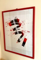 Hencze Tamás "Vörös-Fekete gesztus", Azonnal falra akasztható hibátlan állapotnan !