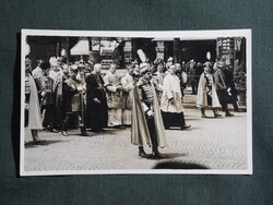 Képeslap,Budapest,Szent István év,Szent Jobb a körmenetben,huszár,katona,csendőr,1930-