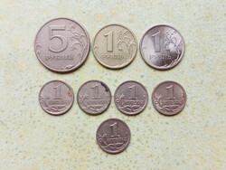 Oroszország 8 db Különböző Érme 1 Kopek 1 5 Rubel 1997-2010