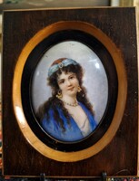 Antik kézzel festett  biedermeier porcelán miniatúra