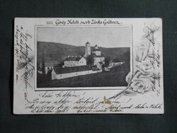 Képeslap,Grábóc,Görög Keleti Szerb zárda templom látkép,részlet,1907-