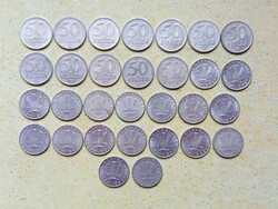 Magyarország 30 db Különböző Érme 20 50 Fillér 1968-1991