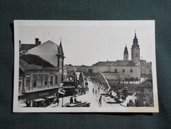 Képeslap,Románia,Nagyvárad,Körös híd,üzletek,utca,villamos látkép,részlet,Sárai Bp. kiadás,1940-