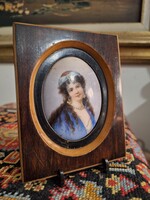 Antik kézzel festett  biedermeier porcelán miniatúra