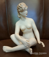 RENDKÍVÜL BÁJOS! Hibátlan jelzett Wallendorf női akt német porcelán figura