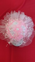 Wedding mcs10 - bridal bouquet of pink and white flowers decorated with tulle
