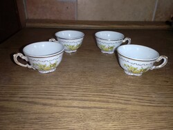 Zsolnay arany tollazott sárga virágos virág mintás kávés csésze