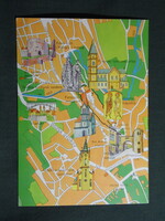 Képeslap,térképes,Veszprém,Viadukt,templom,kápolna látkép,részlet,1970