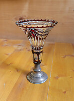 Antik ezüst talpas kristály váza