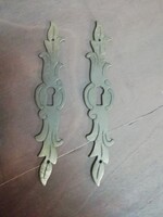 Régi réz bútor veret, ajtó zsanér, 2db